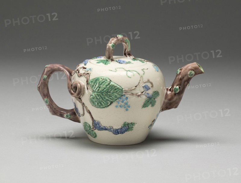 Teapot, Staffordshire, 1750/55. Creator: Staffordshire Potteries.