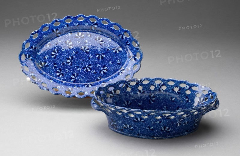 Basket and Stand, Staffordshire, Mid 19th century. Creator: Staffordshire Potteries.