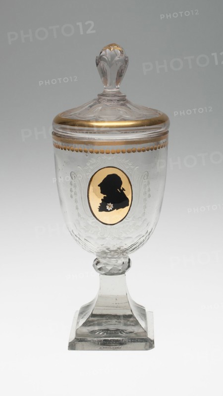 Covered Goblet with Silhouette Bust of King Frederich the Great, Germany, c. 1795. Creator: Unknown.