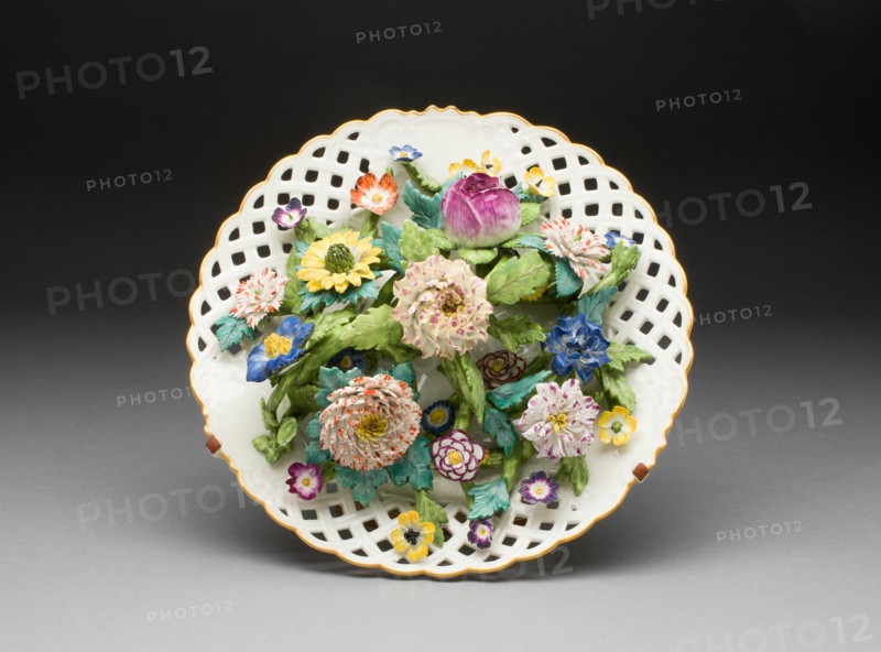 Plate with Applied Flowers, Meissen, 1763/74. Creator: Meissen Porcelain.