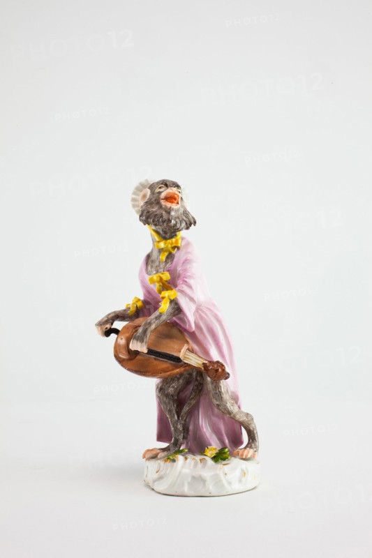 Hurdy-Gurdy Player for the Monkey Band, Meissen, c. 1765. Creators: Meissen Porcelain, Johann Joachim Kaendler.