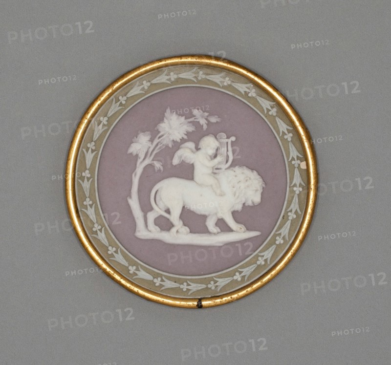 Plaque with Cupid and Lion, Burslem, c. 1780. Creator: Wedgwood.
