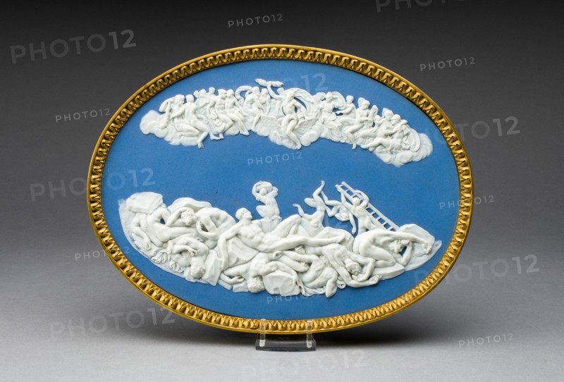 Plaque with Jupiter Battling Titans, Burslem, c. 1800. Creator: Wedgwood.