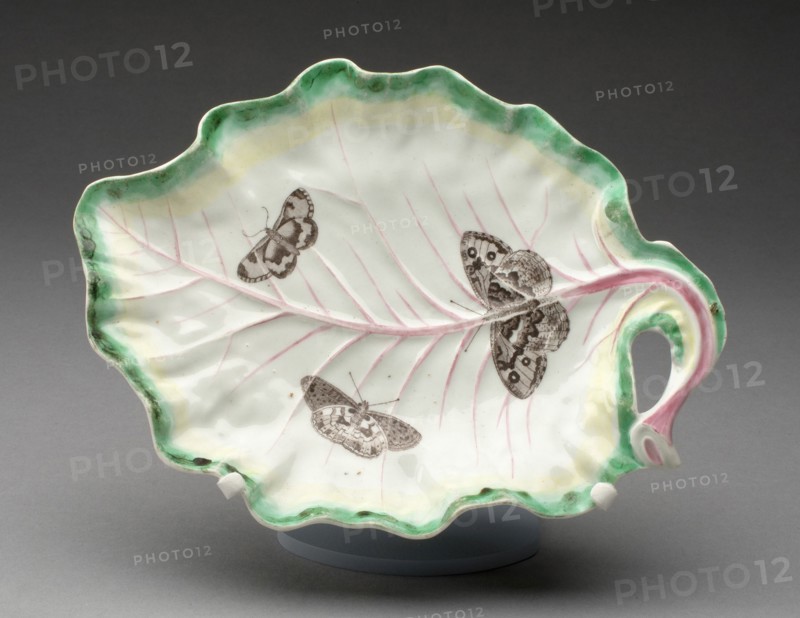 Tobacco Leaf Dish, Worcester, c. 1760. Creator: Royal Worcester.