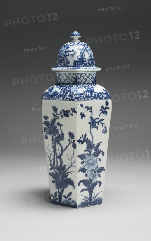 Vase with Cover (one of a pair), Worcester, c. 1760. Creator: Royal Worcester.