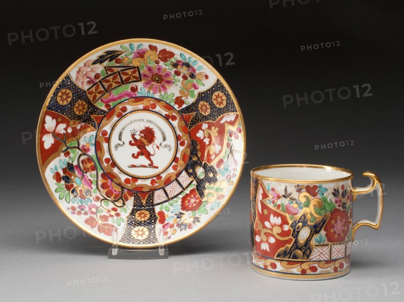 Coffee Cup and Saucer, Worcester, 1804-1813. Creator: Royal Worcester.