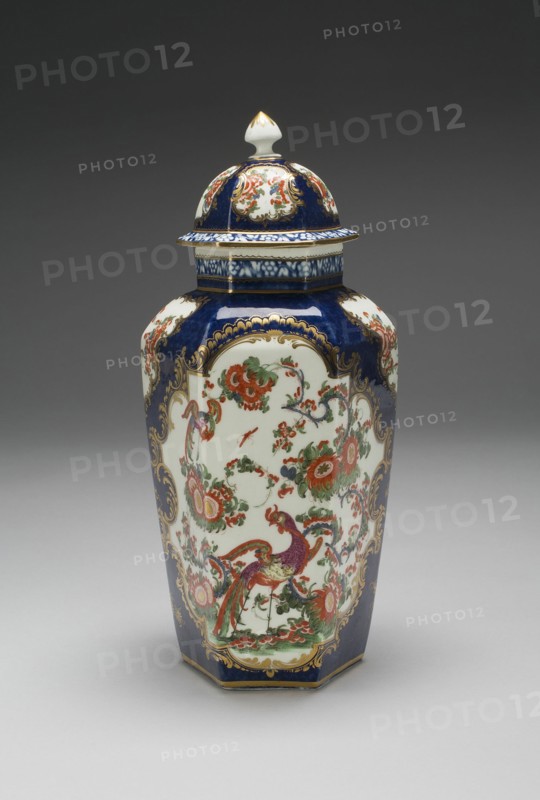 Vase with Cover (one of a pair), Worcester, c. 1770. Creator: Royal Worcester.