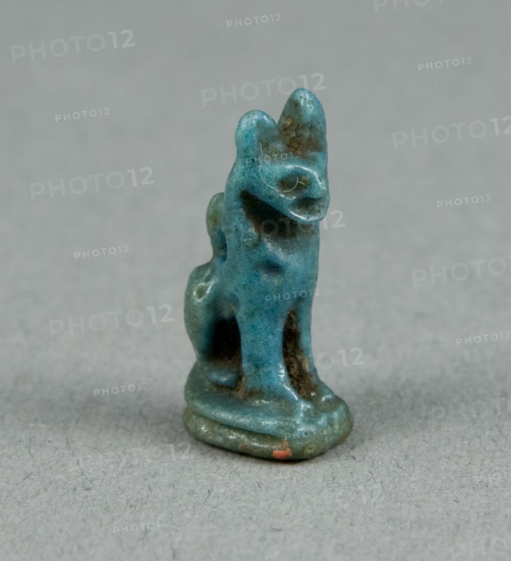 Amulet of the Goddess Bastet as a Seated Cat, Egypt, Late Period-Ptolemaic Period (664-30 BCE). Creator: Unknown.