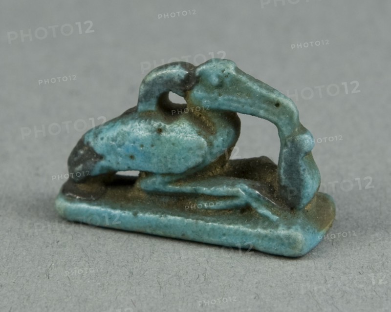 Amulet of the God Thoth as a Crouched Ibis with Feather of Maat, Egypt, Late Period-Ptolemaic... Creator: Unknown.