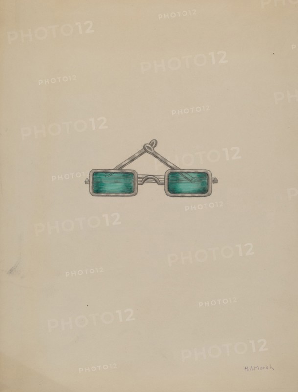 Spectacles with Green Lenses, c. 1936. Creator: Herbert Marsh.