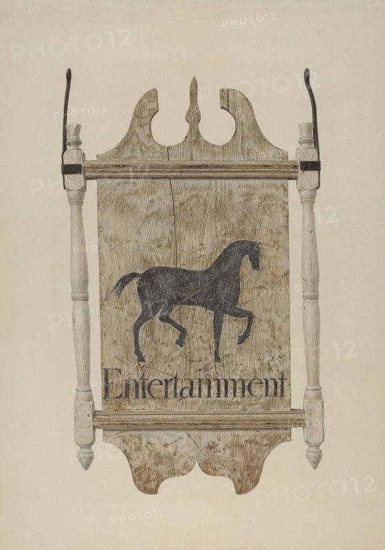 Tavern Sign (Black Horse Tavern), c. 1940. Creator: John Matulis.