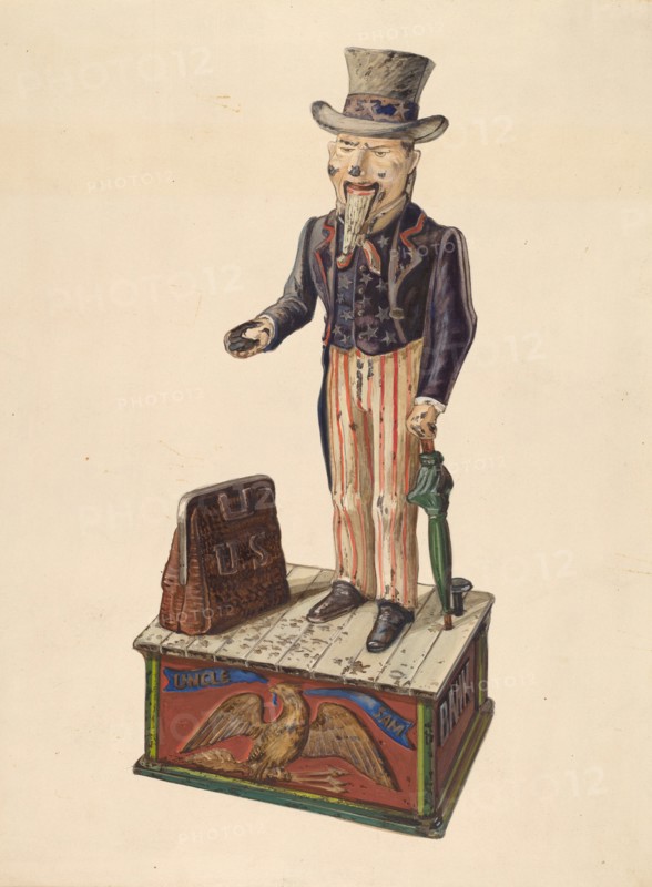 Toy Bank: Uncle Sam, c. 1937. Creator: Kurt Melzer.