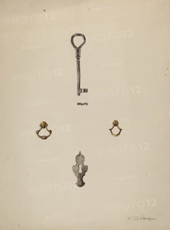 Key-Escutcheon-Drawer Pull, c. 1937. Creator: Kurt Melzer.