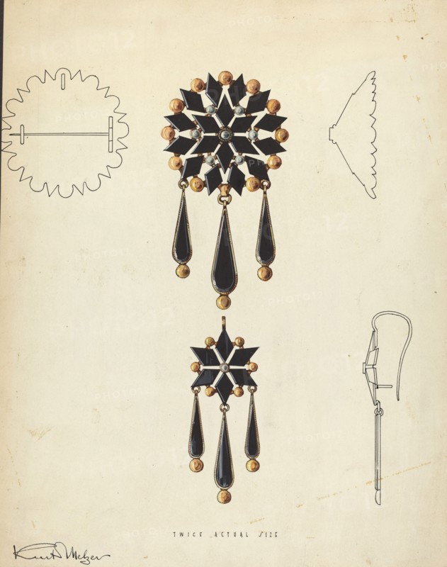 Brooch and Earring, 1935/1942. Creator: Kurt Melzer.