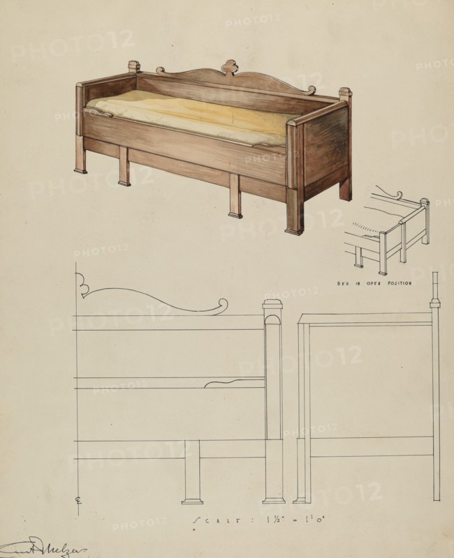Settee and Folding Bed, 1935/1942. Creator: Kurt Melzer.