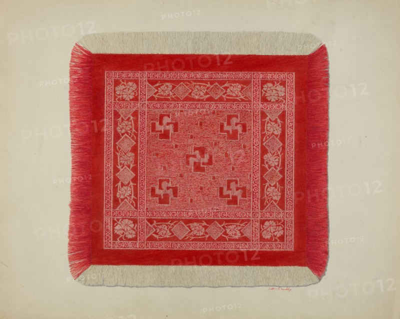 Red and White Napkin, c. 1941. Creator: Merkley, Arthur G..