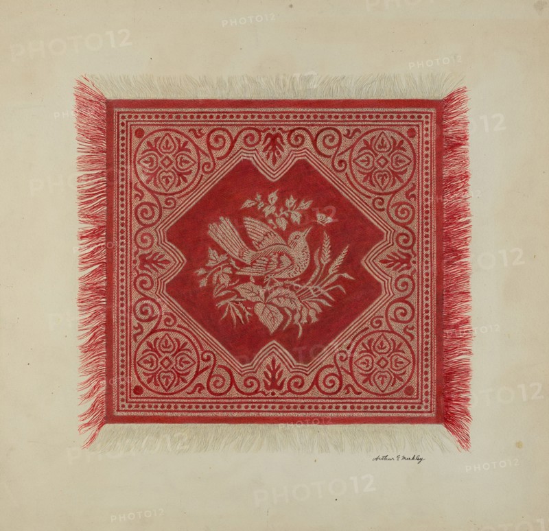 Red and White Table Napkin, c. 1939. Creator: Merkley, Arthur G..