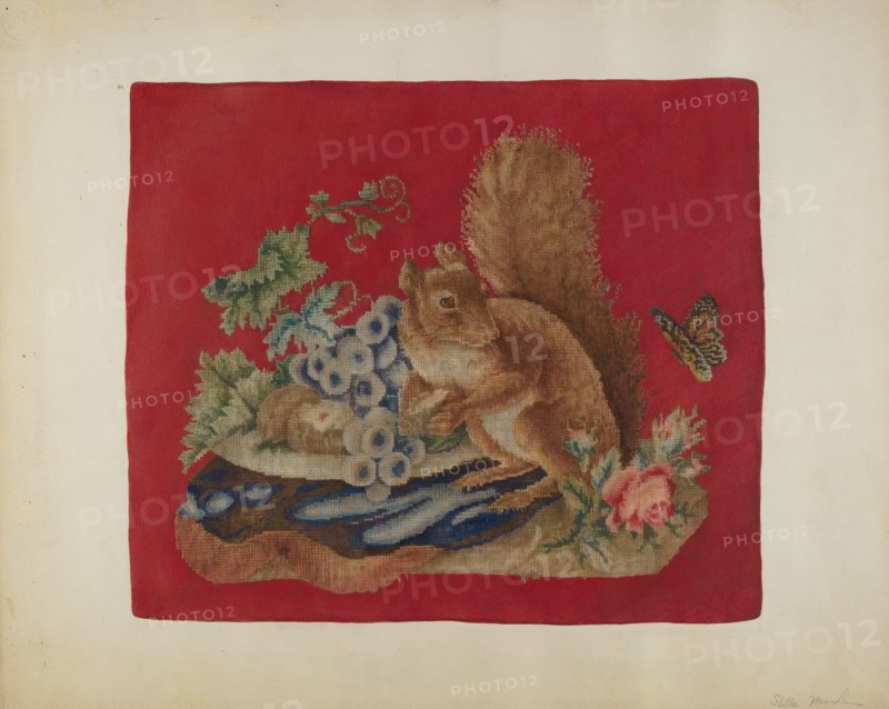 Chair Seat Cover, c. 1942. Creator: Stella Mosher.