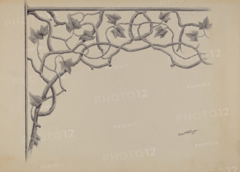 Grille on Porch, 1937. Creator: Charles Moss.