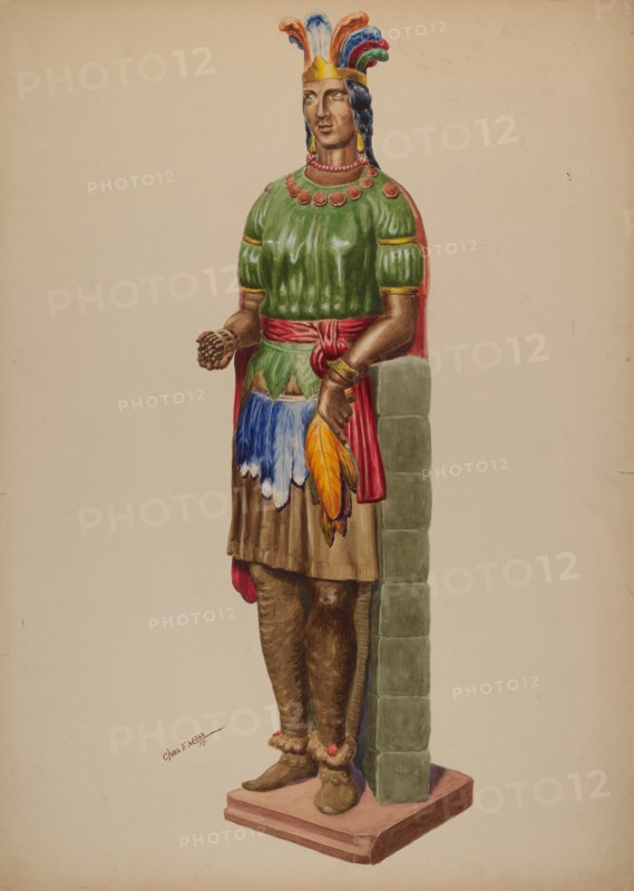 Cigar Store Indian, 1937. Creator: Charles Moss.