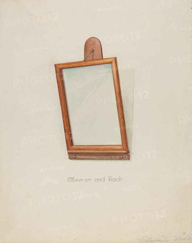 Shaker Looking Glass and Rack, 1935/1942. Creator: Victor F. Muollo.