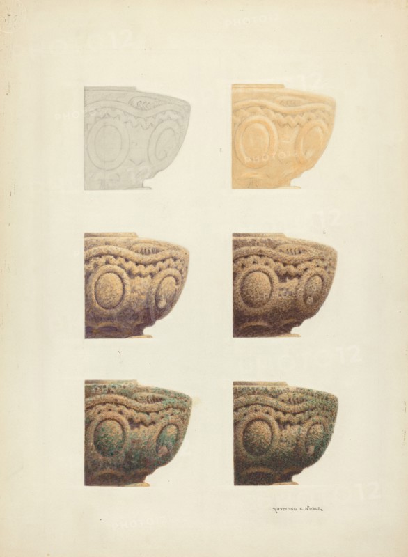Technique Demo (Architectural Detail), 1935/1942. Creator: Raymond E. Noble.