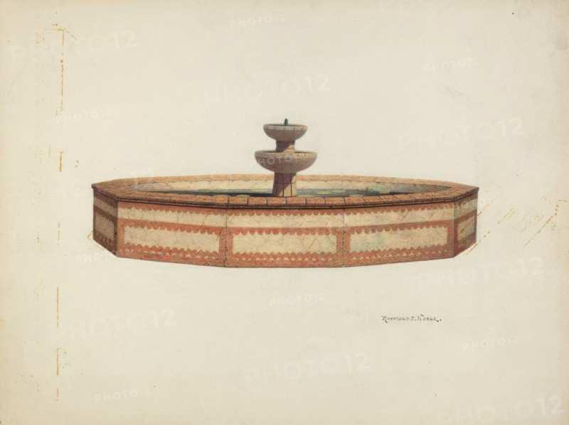 Mission Fountain, c. 1940. Creator: Raymond E. Noble.