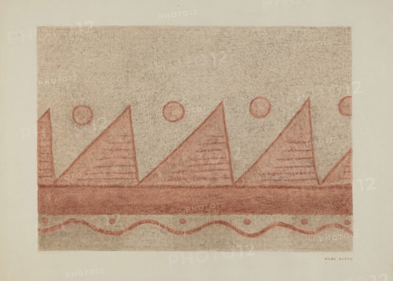 Section of Wall Decoration-Mission San Francisco de Assis (Dolores), c. 1940. Creator: Hilda Olson.