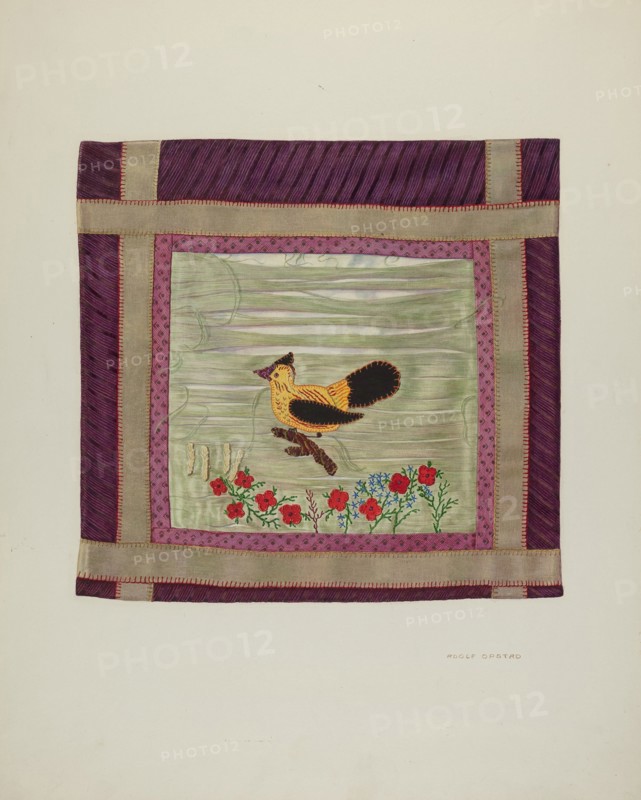 Applique Coverlet (Detail), 1941. Creator: Adolph Opstad.