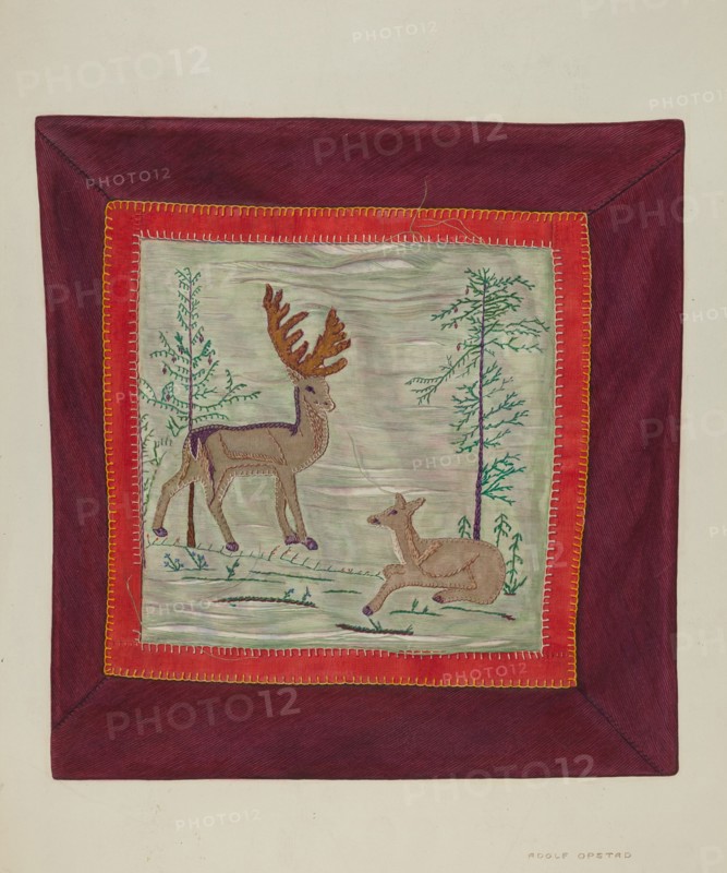 Applique Coverlet (Detail), c. 1941. Creator: Adolph Opstad.