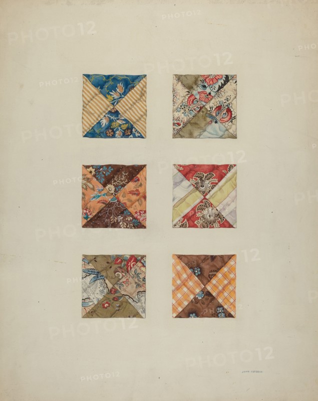 Quilt Swatches, c. 1938. Creator: John Osbold.