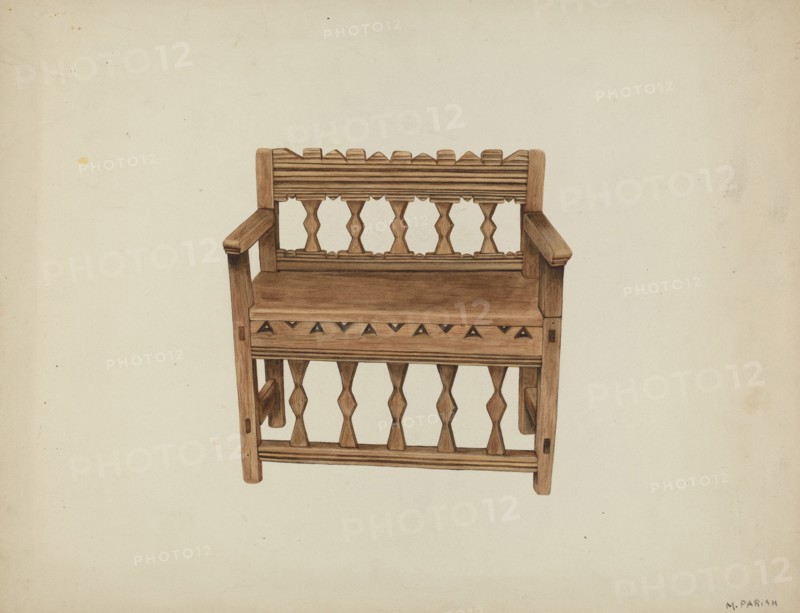Bench, c. 1939. Creator: Marjery Parish.