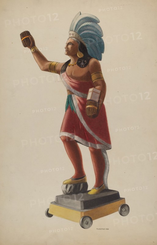 Cigar Store Indian, 1938. Creator: Louis Plogsted.