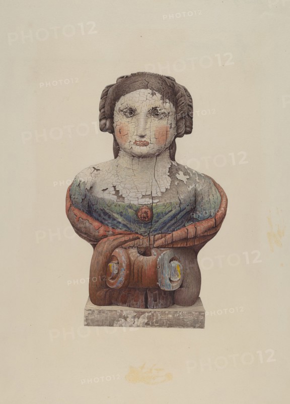 Figurehead from the "Lady Clinton", c. 1938. Creator: Robert Pohle.