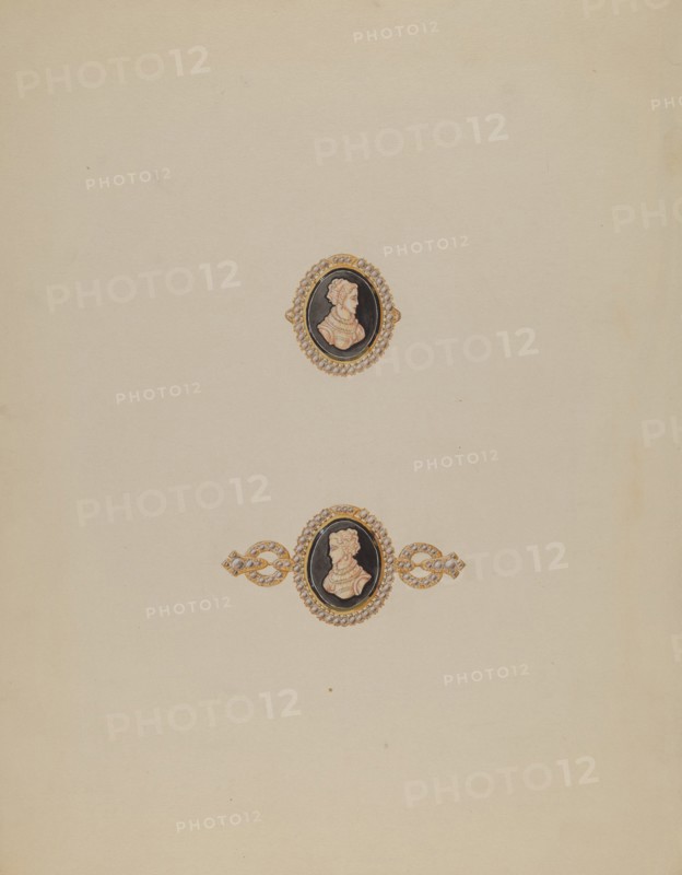 Cameo Pin and Ring, c. 1937. Creator: Dorothy Posten.