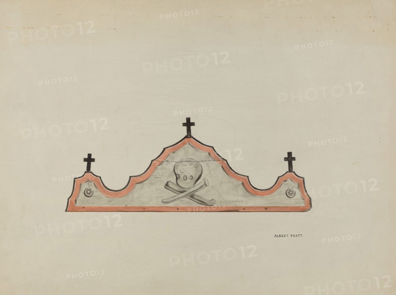 Lintel, over Cemetery Gateway, 1937. Creator: Albert Pratt.