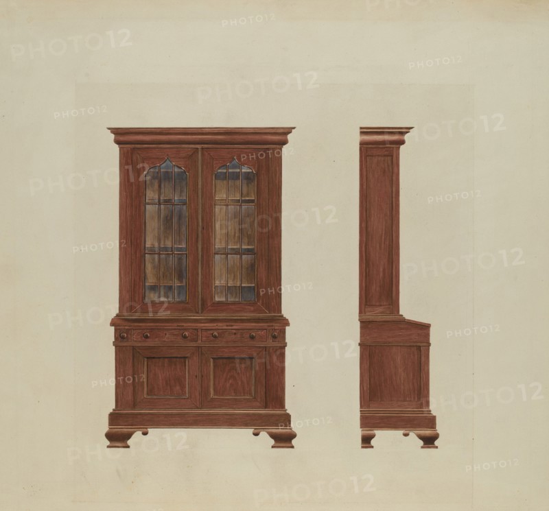 Combination Desk and Bookcase, c. 1937. Creator: Ray Price.