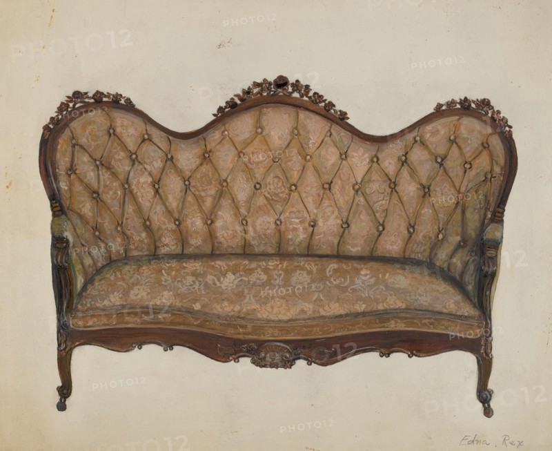 Settee-Sofa, c. 1937. Creator: Edna C. Rex.