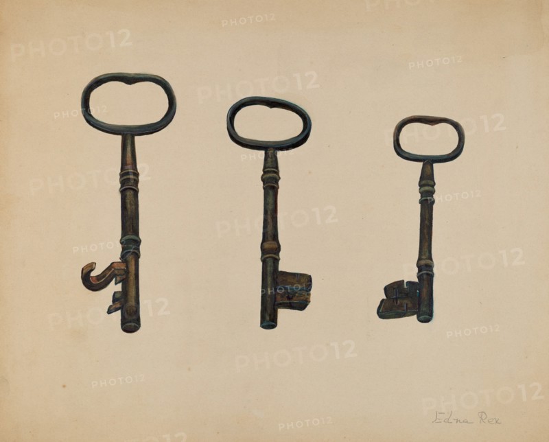 Keys to John Marshall House, c. 1937. Creator: Edna C. Rex.