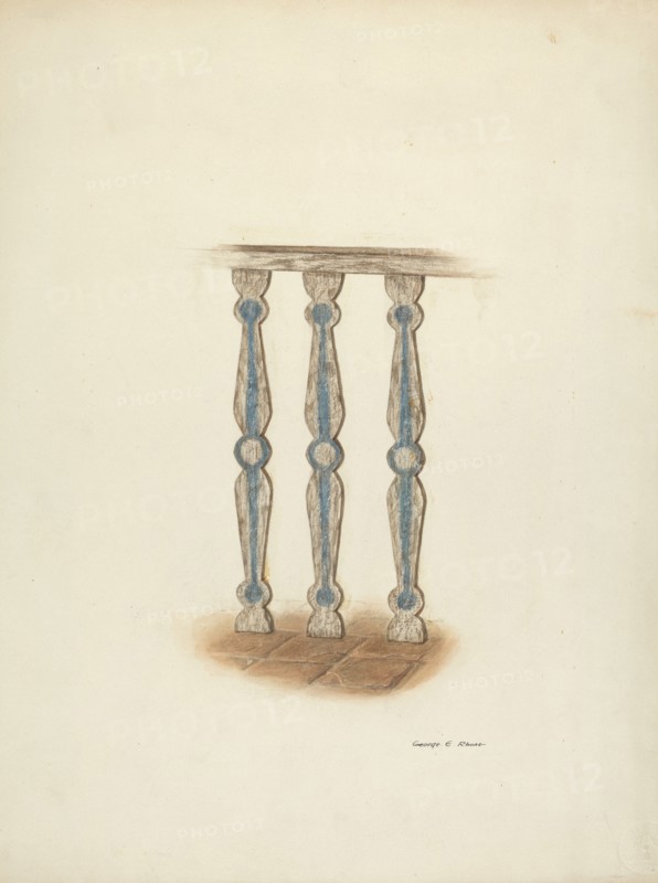 Railing, Detail of, c. 1939. Creator: George E. Rhone.