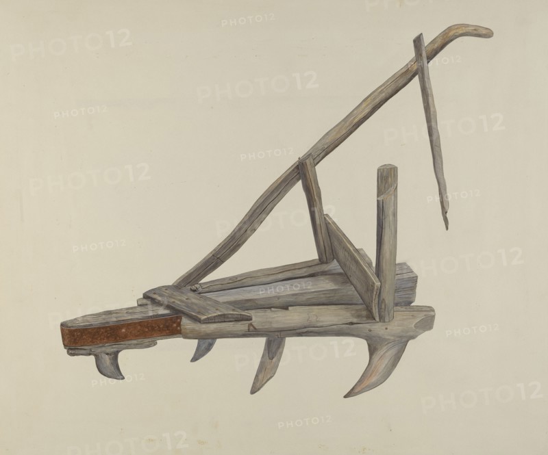 Wooden Harrow or Cultivator, c. 1937. Creator: Wilbur M Rice.