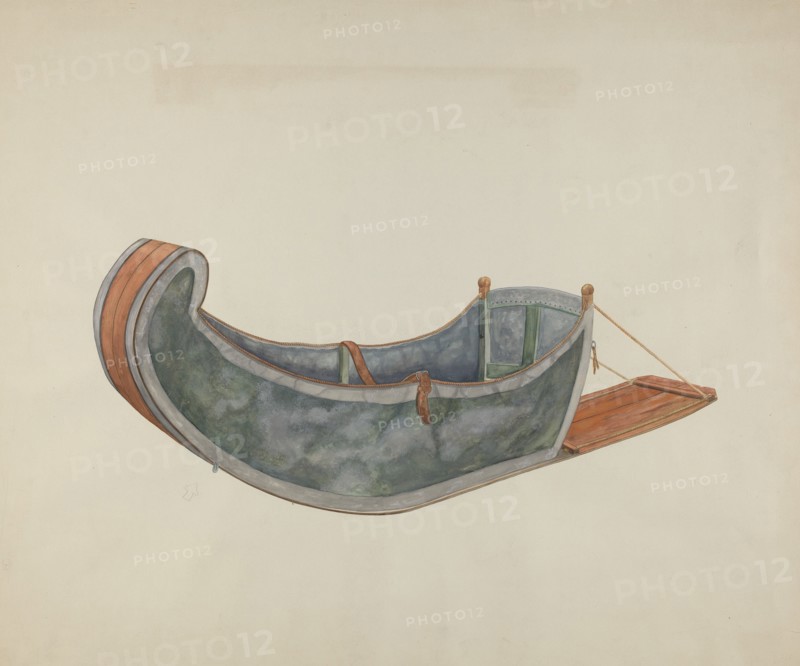Red River Dog Sled, c. 1938. Creator: Wilbur M Rice.