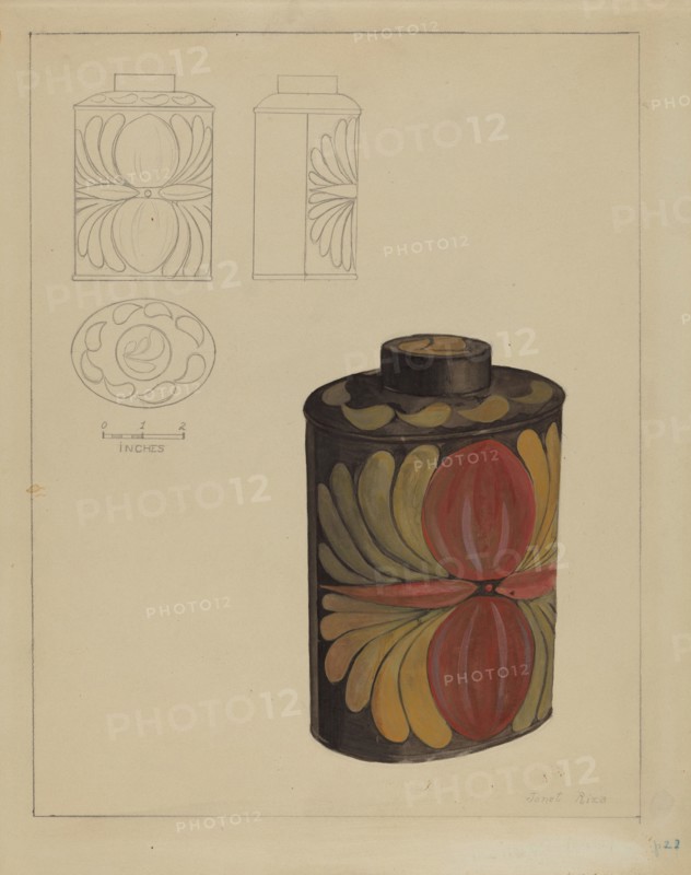 Toleware Tea Caddy, 1935/1942. Creator: Janet Riza.