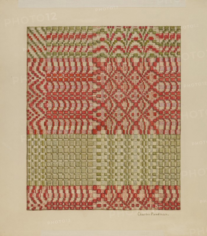 Woven Coverlet, 1935/1942. Creator: Charles Roadman.