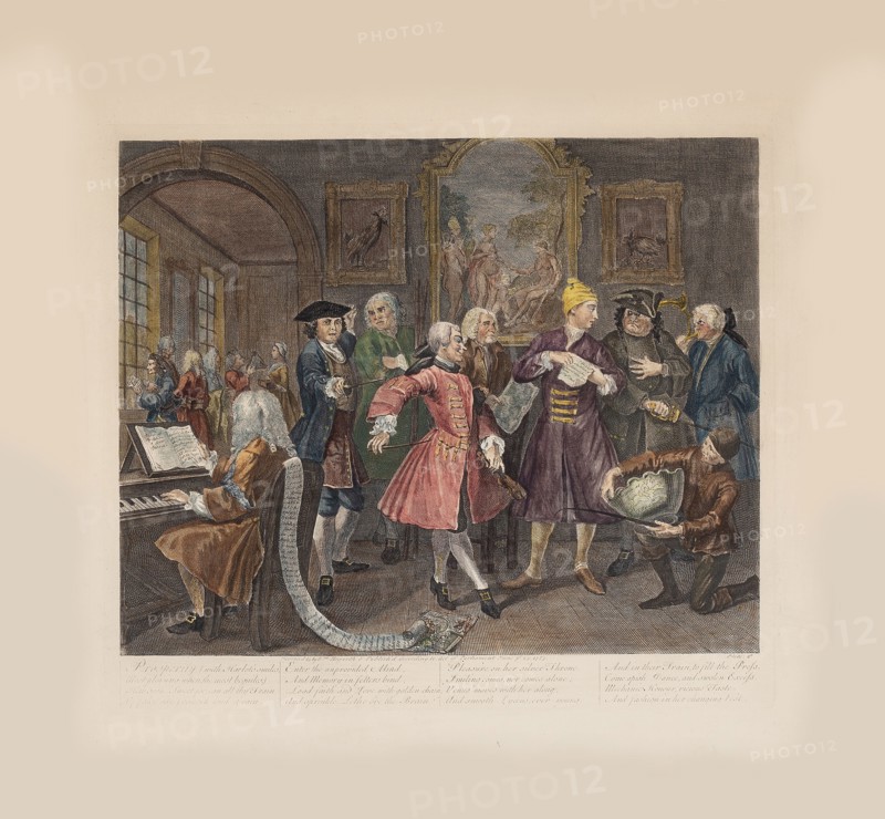A Rake's Progress, Plate 2: Surrounded By Artists And Professors, ca 1735. Creator: Hogarth, William (1697-1764).