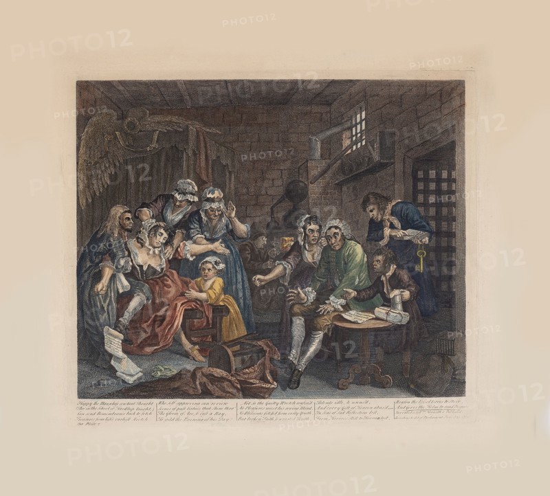 A Rake's Progress, Plate 7: The Prison Scene, ca 1735. Creator: Hogarth, William (1697-1764).