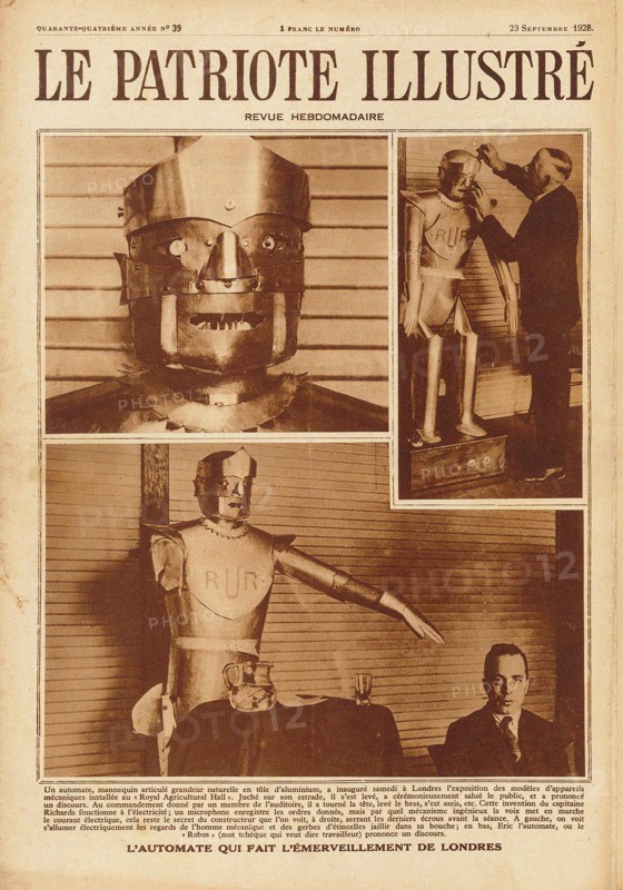 Eric, the first British robot at the Exhibition of the Society of Model Engineers in London, 1928. Creator: Anonymous.
