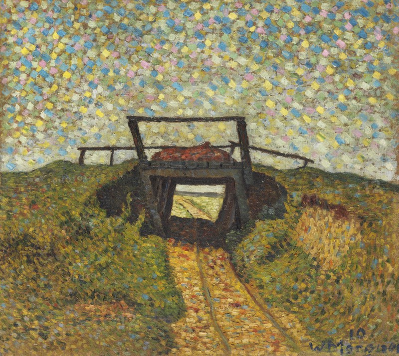 Landscape with a small bridge near Soest, 1910. Creator: Morgner, Wilhelm (1891-1917).