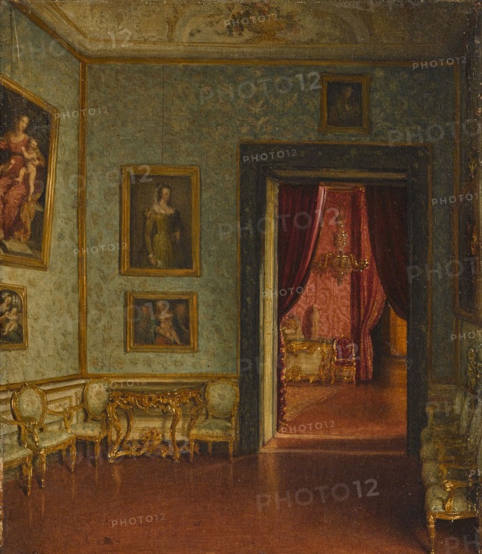 Palazzo Colonna. View to the Sala del Trono. Creator: Heuss, Eduard (Franz Eduard) von (1808-1880).