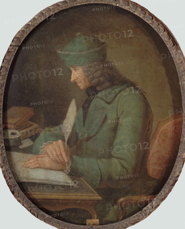 Portrait of Francois Marie Arouet de Voltaire (1694-1778), in his study, 2nd Half of the 18th cen. Creator: Anonymous.